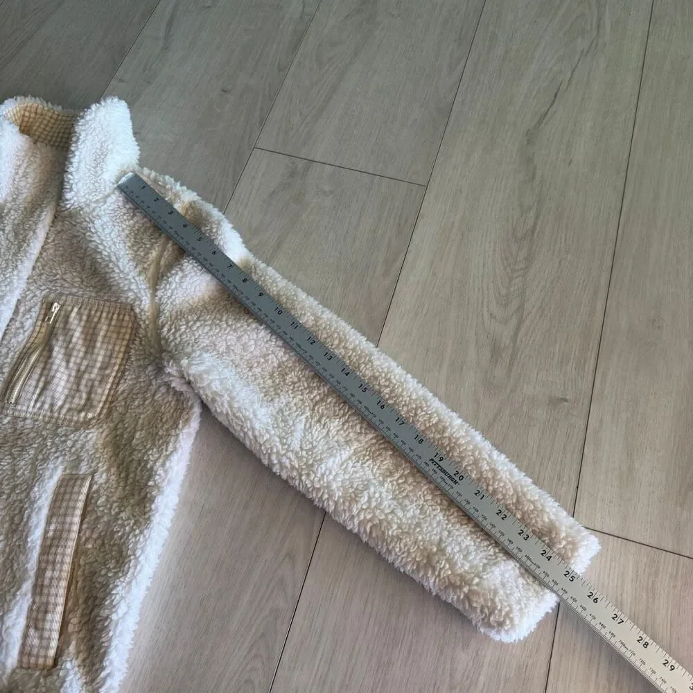 Madewell Sourced Sherpa Zip Jacket Cream Off White Size Small